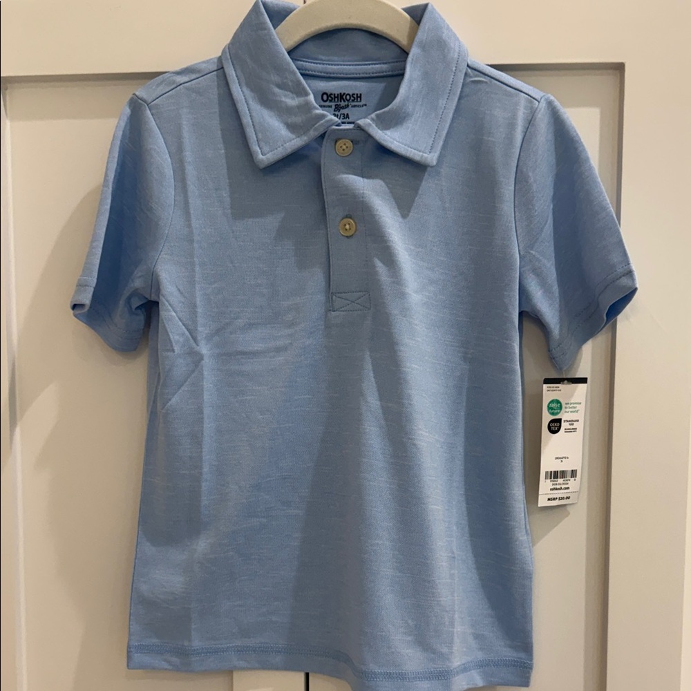 OshKosh B'gosh Light Blue Performance Material Polo Shirt 3T NWT